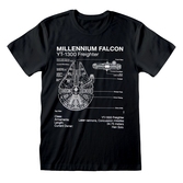 Star wars - t-shirt - millennium  falcon sketch (xxl)