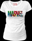 Marvel - marvel logo characters white women t-shirt s