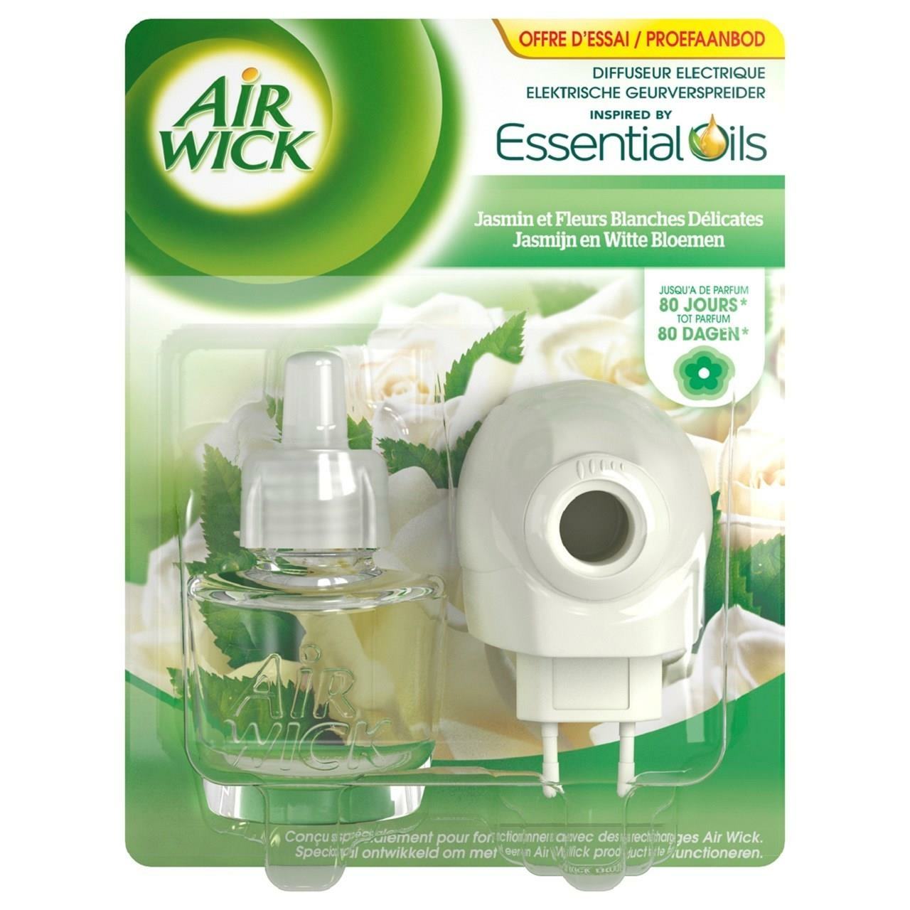 Airwick one-plug diffuseur electrique jasmin et fleurs blanches