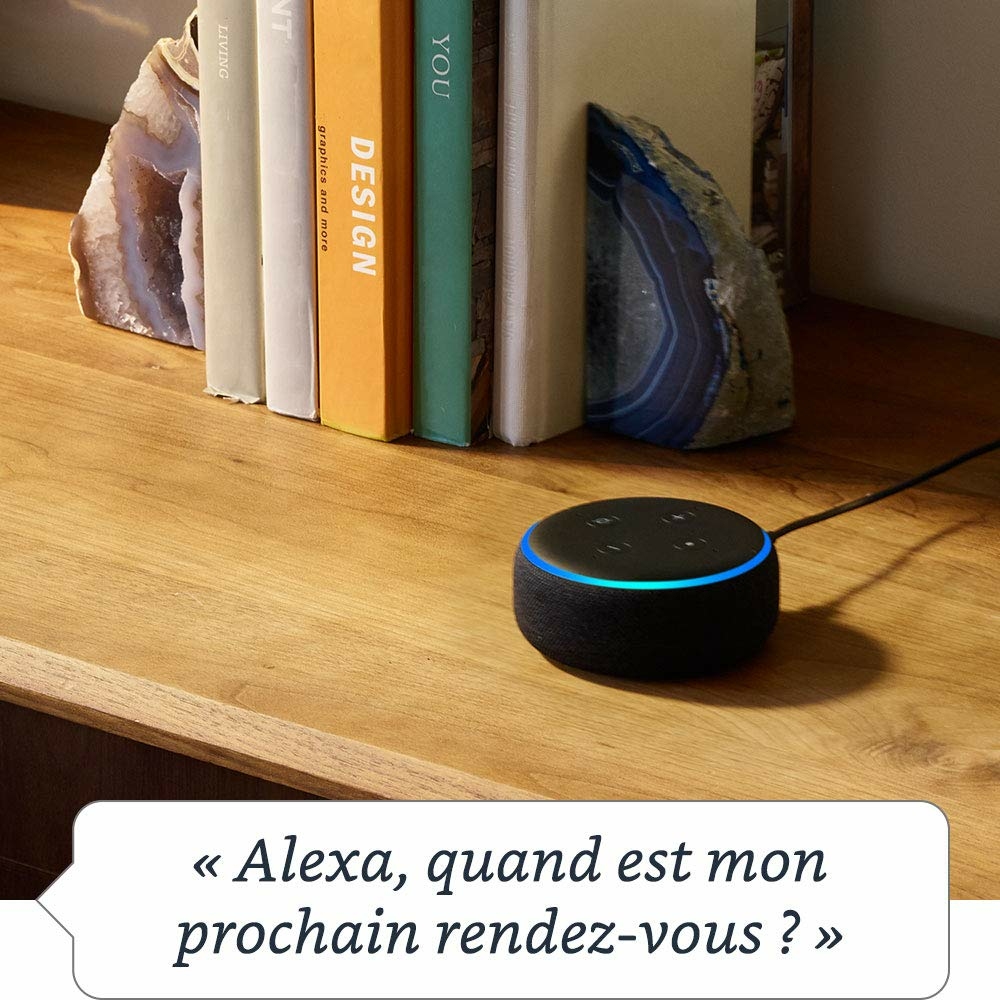 Echo Dot (3ème génération), Enceinte connectée avec Alexa, Tissu anthracite  - les Prix d'Occasion ou Neuf