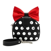 Funko loungefly - disney minnie polka sac à bandoulière noir avec noeud papillon rouge